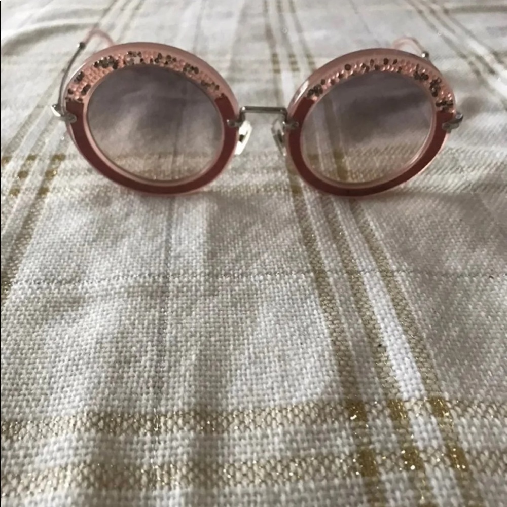 Miu Miu Authentic Round Havana Glitter Suede Pink… - image 3